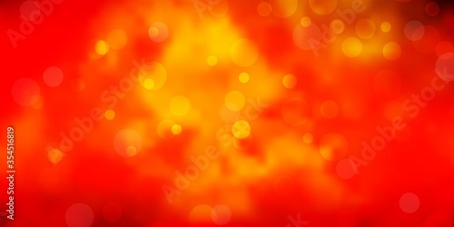 Dark Orange vector pattern with spheres. Colorful illustration with gradient dots in nature style. Design for your commercials.