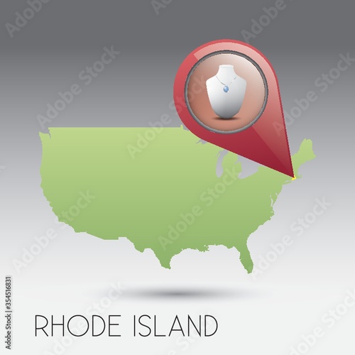 USA map with rhode island state