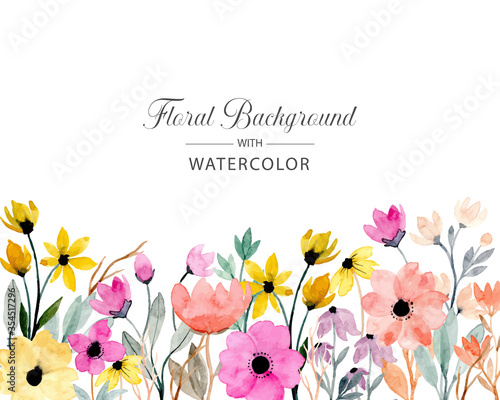 colorful wild floral watercolor background