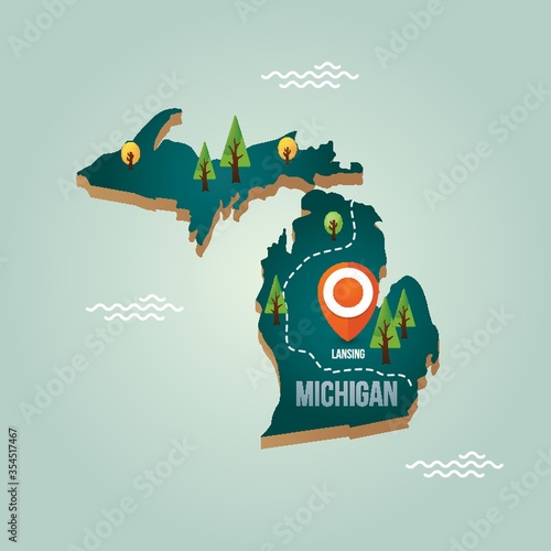 Michigan map with capital city
