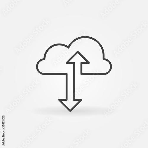 Cloud with Arrows outline icon. Vector Cloud Upload and Download concept sign or design element