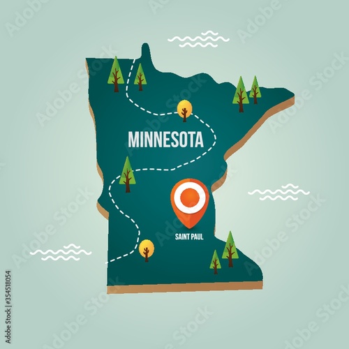 Minnesota map with capital city