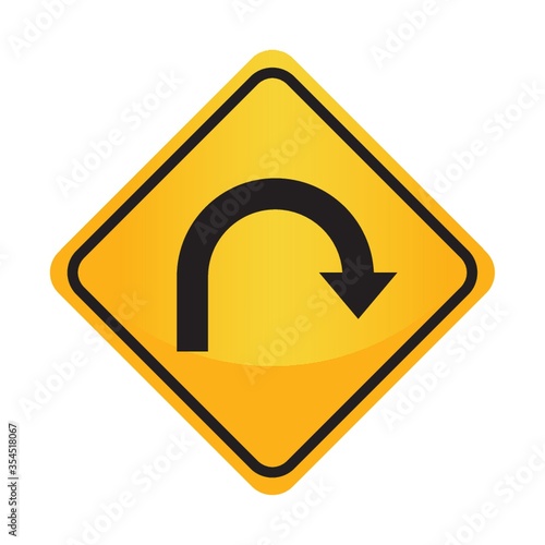 Right hairpin curve sign