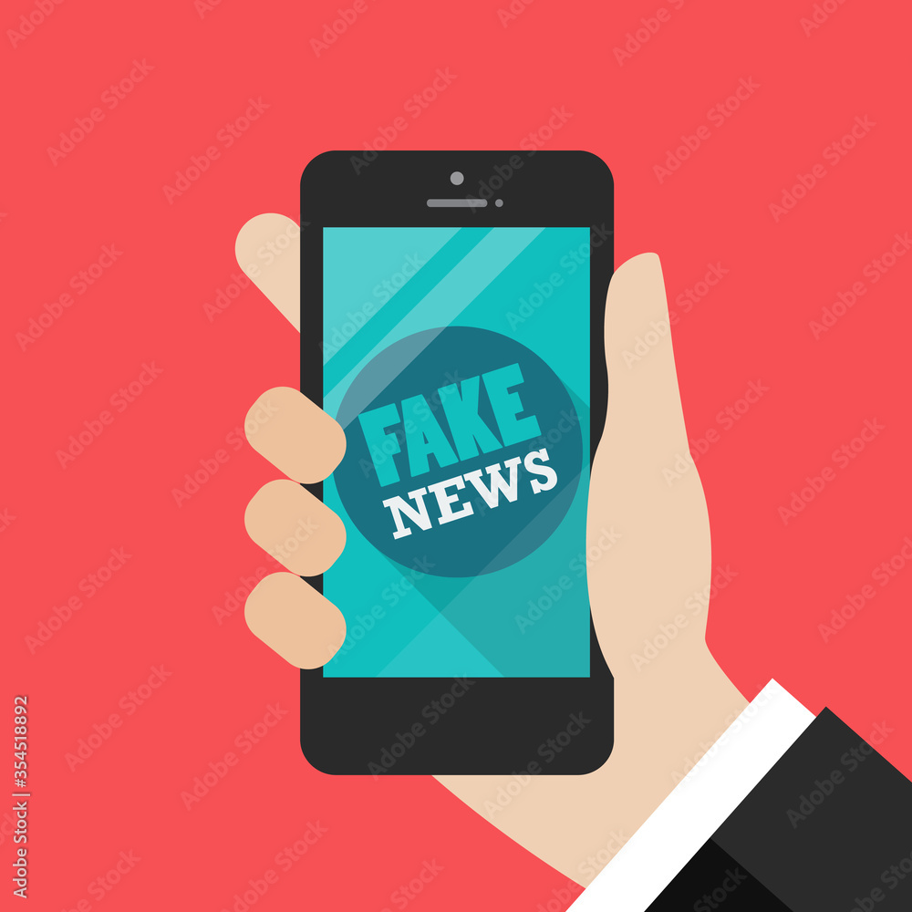 Fake news word on smartphone Fake news word on smartphone