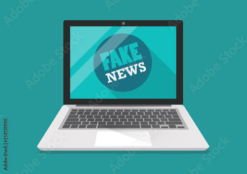 Fake news word on laptop
