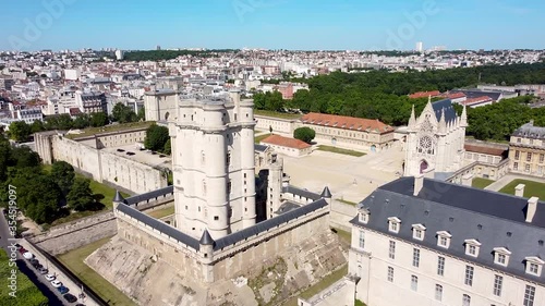 Aerial backward with copy space at Chateau de Vincennes, France