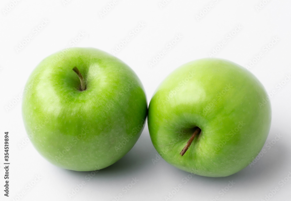 green apple fruit on white background