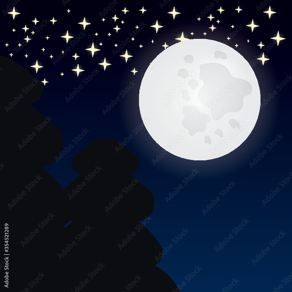 Naklejka premium Full moon with stars