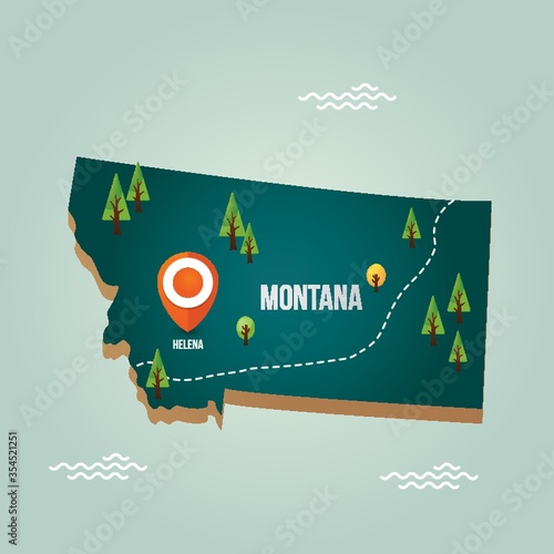 Photo Montana map with capital city