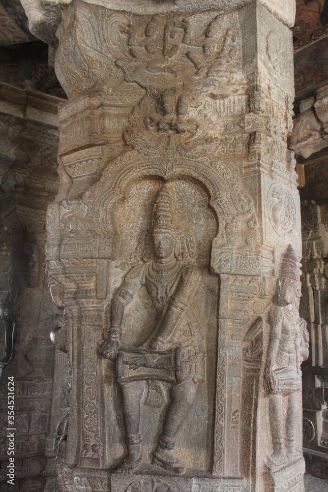 Pillars sculpture lepakshi Andhra temple architecture column stone  