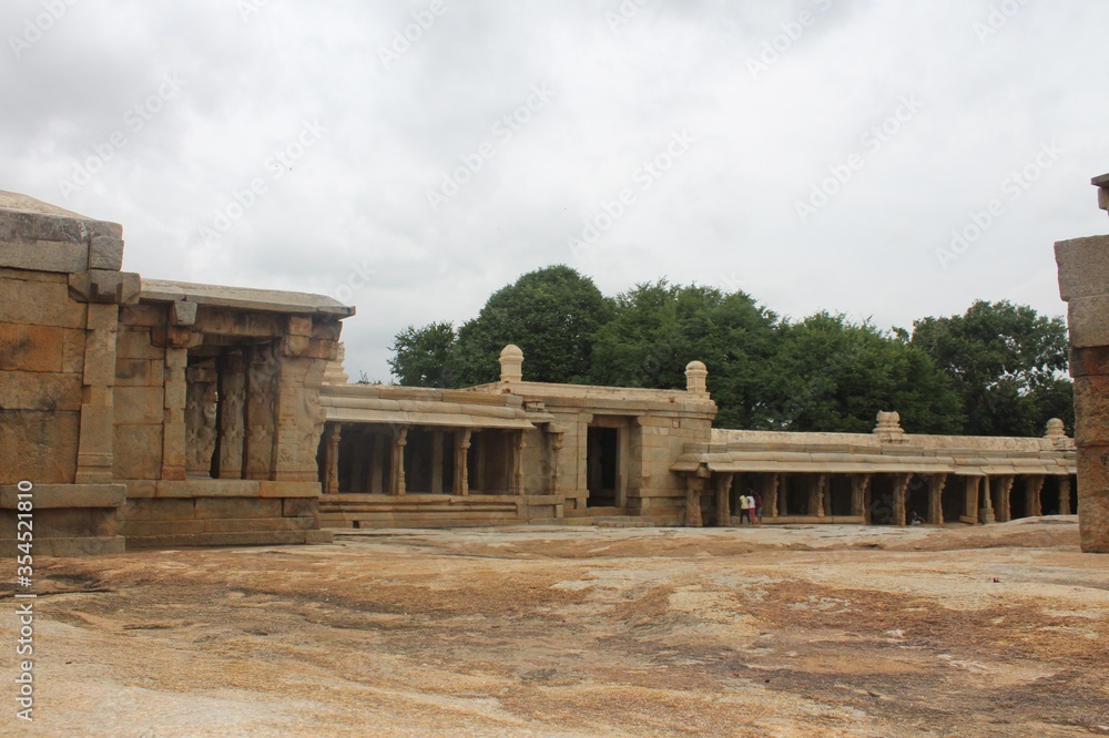 Fototapeta premium Pillars sculpture lepakshi Andhra temple architecture column stone 