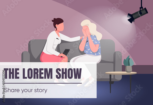 Talk show banner flat vector template