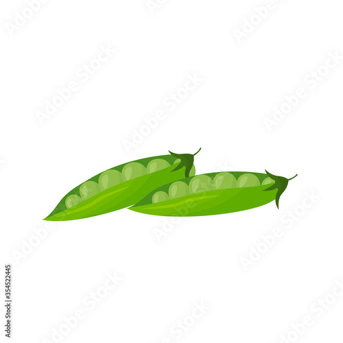 Green pea pods cartoon vector illustration