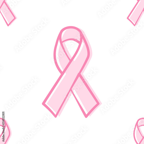 Pink ribbon breast cancer awareness symbols pattern. 
