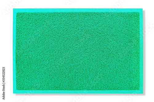 Green rubber mat isolated on white background with clipping path