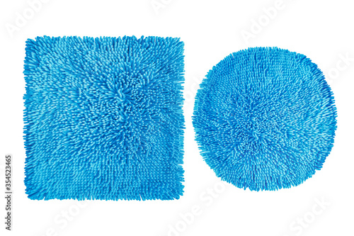 round mat and square mat microfiber fabric texture background with clipping path