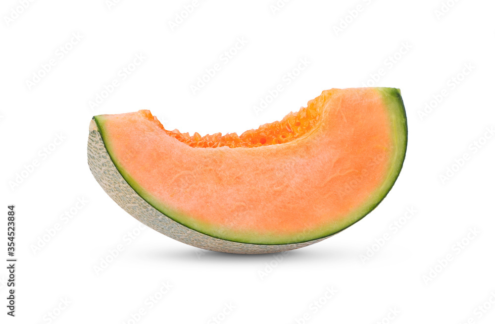 cantaloupe melon slices on white background cantaloupe melon slices on white background