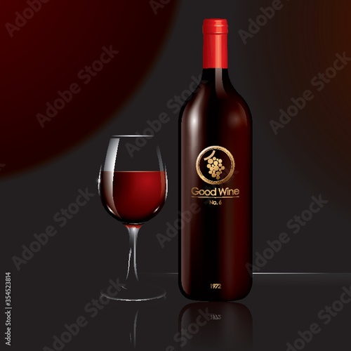 Wine bottle and wineglass
