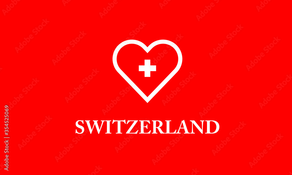 Switzerland flag heart symbol love country vector 
