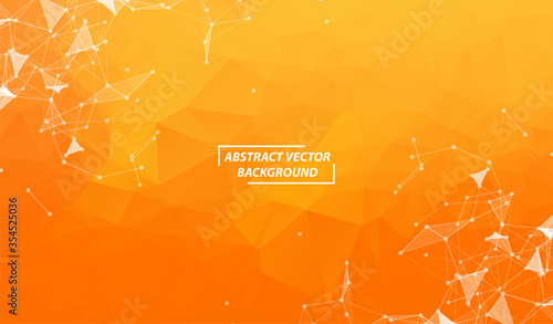 Orange Geometric Polygonal background molecule and communication. Connected lines with dots. Minimalism background. Concept of the science, chemistry, biology, medicine, technology.
