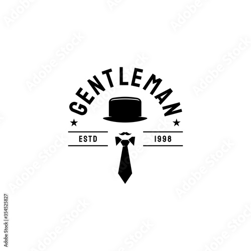 Vintage Gentlemen Logo Design Vector Stock