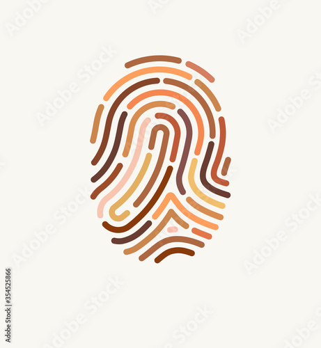 Fingerprint of many different skin tones. Illustration for diversity and unity. The concept of one human race. Poster design against racism.  photo