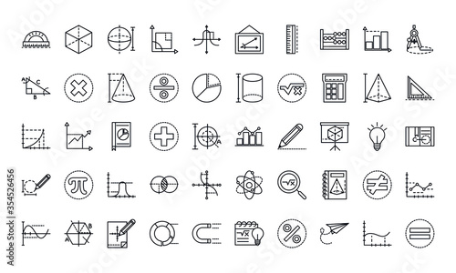 math education school science icons collection line and style