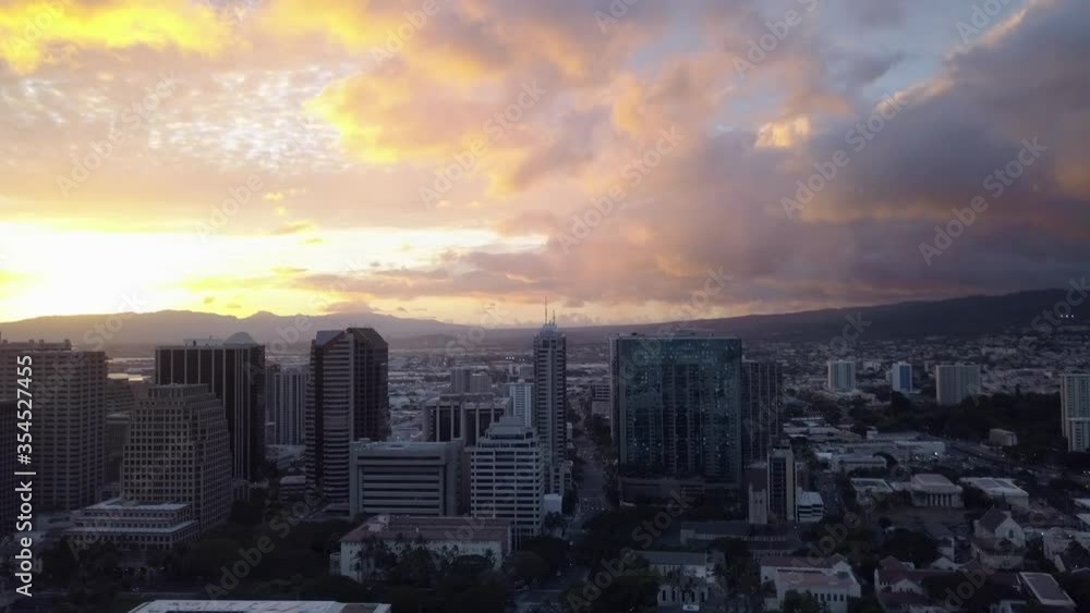 Aerial drone shooting beautiful sunset skies on Oahu, Hawaii. Aerial drone shooting beautiful sunset skies on Oahu, Hawaii.