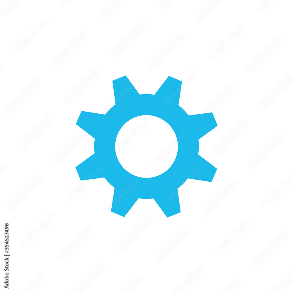 Cogwheel and development icon, engineering mechanical cog wheel. Stock vector illustration isolated on white background.