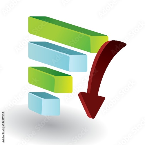 Bars with down arrow