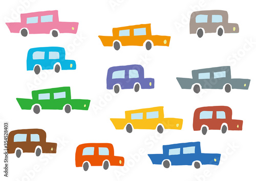 カラフルな車_イラスト