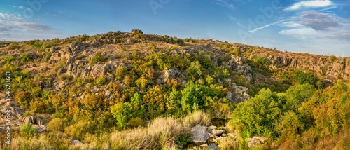 Granite Actovo canyon in the Devil Valley, Ukraine