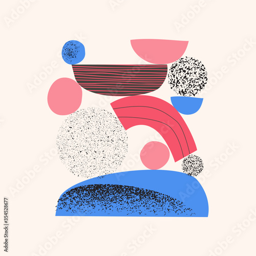 Abstract shapes, elements vector illustration. Cool colorful abstract art collage.