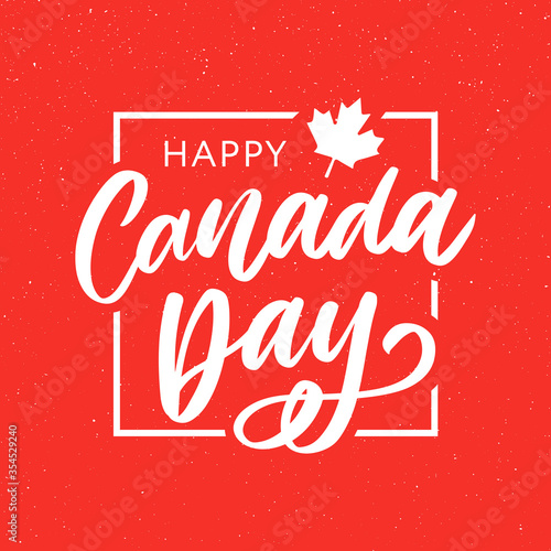 Happy Canada Day Hand Drawn Calligraphy Pen Brush Vector