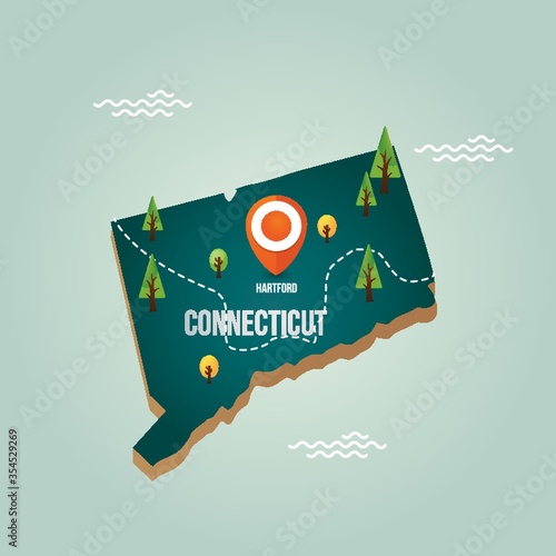 Connecticut map with capital city