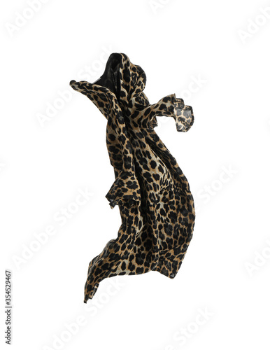 Leopard print dress isolated on white. Stylish clothes