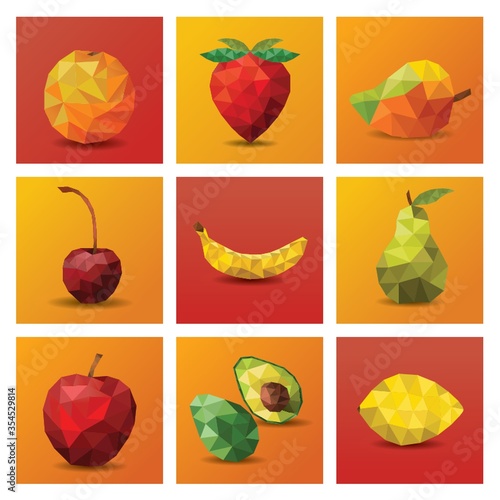 Collection of faceted fruit