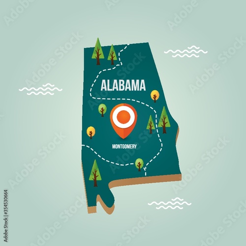 Alabama map with capital city