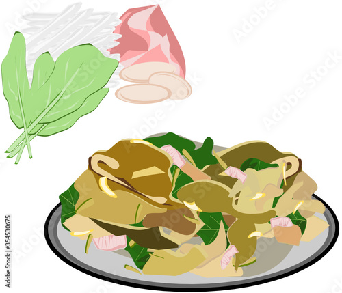 Thai Soy Sauce Fried Noodles (Pad See Ew),Vector illustration of thai food fried noodles
