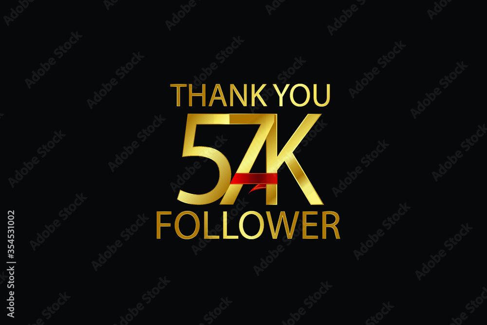 57K, 57.000 Follower celebration logotype. anniversary logo with gold on black background for social media - Vector