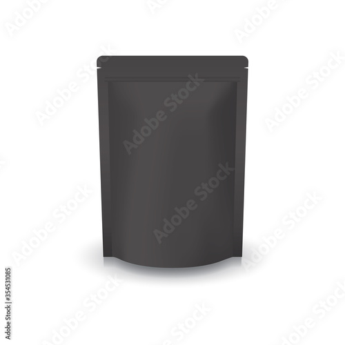 Blank black standing ziplock bag for food or healthy product.
