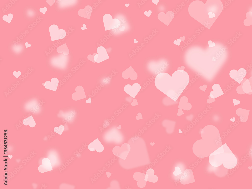 Flying hearts on a pink background.
