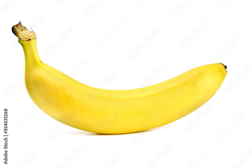 A ripe banana is isolated on a white background A ripe banana is isolated on a white background