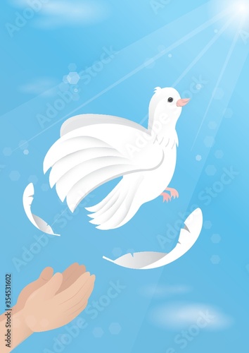 Hands releasing dove