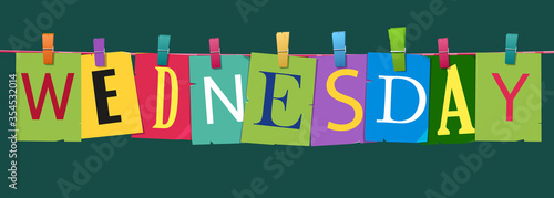 Word "Wednesday" attached with hairpins