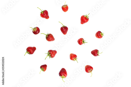 Strawberry isolated on white, background, pattern
