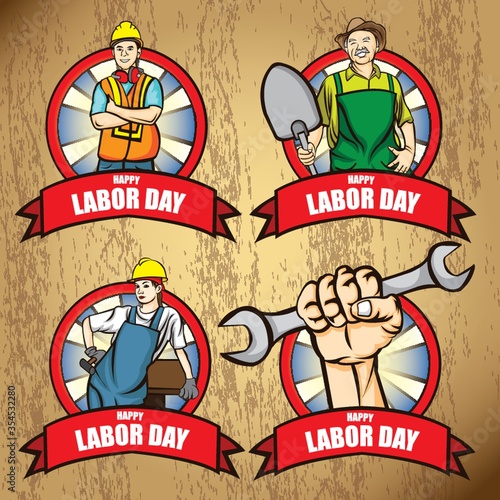 Collection of happy labor day posters