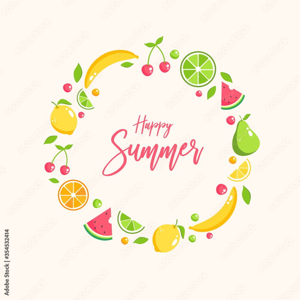 Illustration of fruit frame for summer Illustration of fruit frame for summer