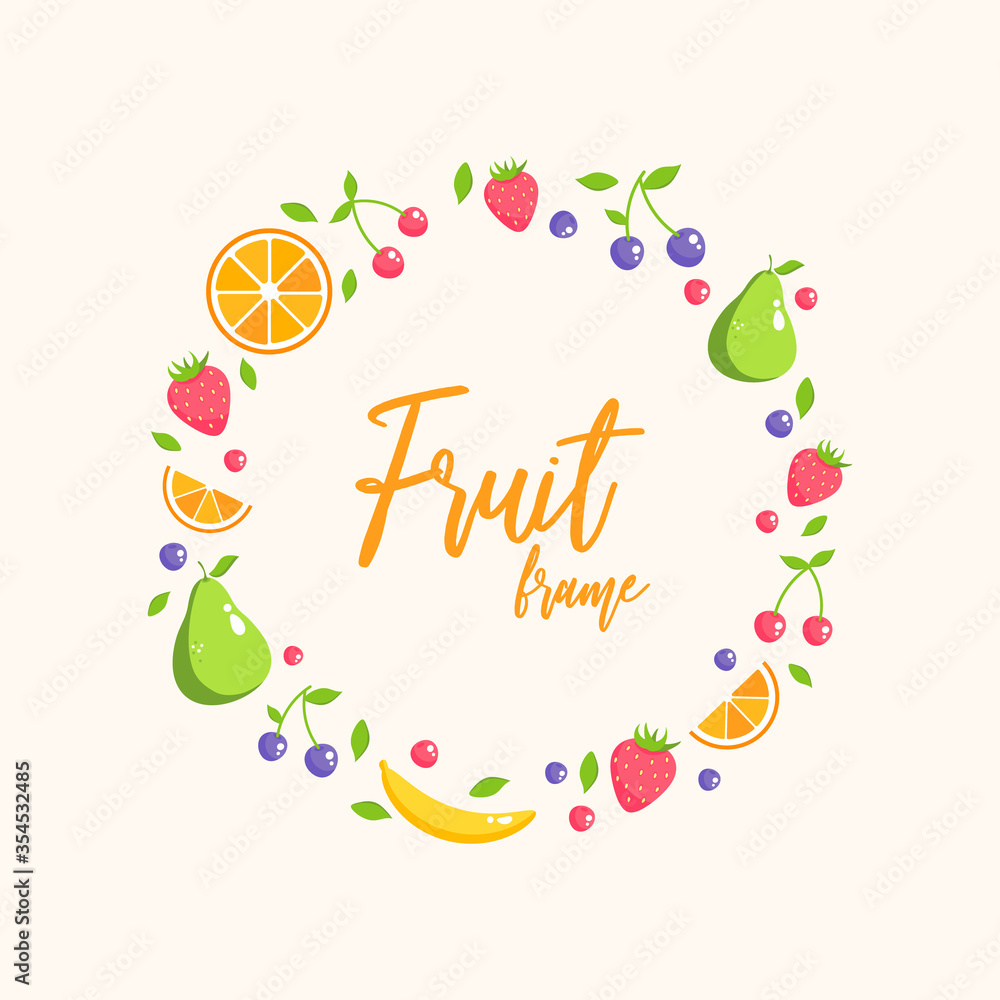 Illustration of fruit frame for summer Illustration of fruit frame for summer