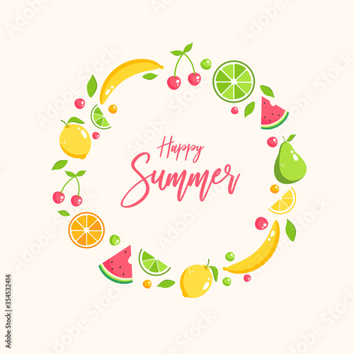 Illustration of fruit frame for summer